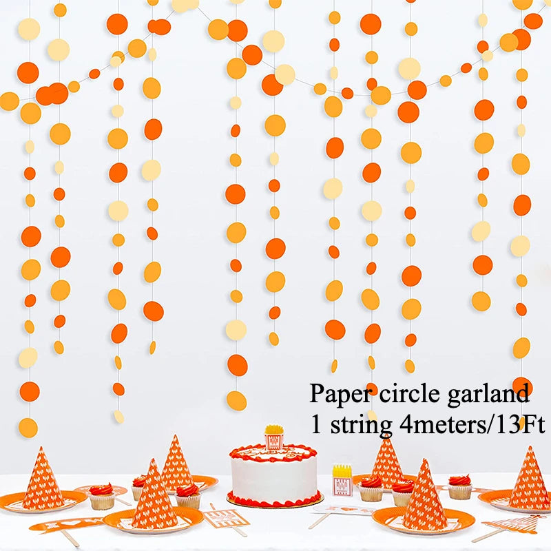 Boho Pom Pom Autumn Garland – Orange & Beige