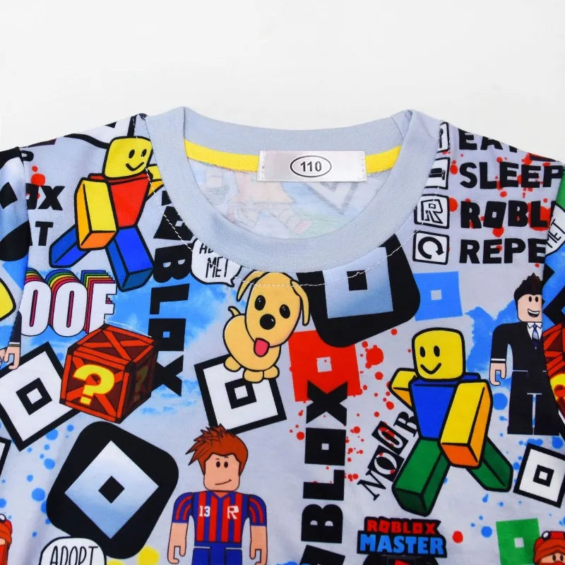 Game Roblox Figure Anime Cartoon Pajamas Suit Short Sleeve Home Clothing Pajamas Suit Birthday Gifts