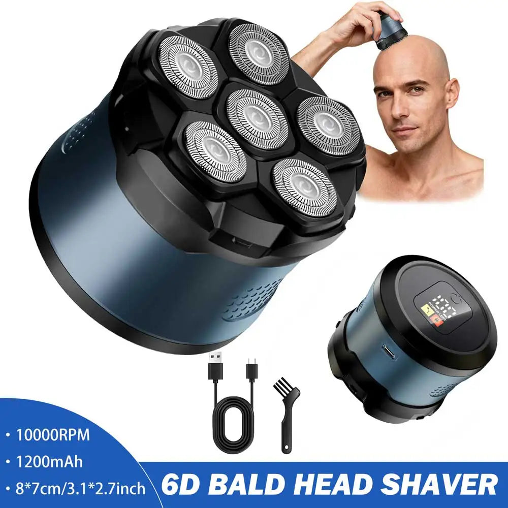 Electric Head Shavers for Bald Men -  Waterproof 6D Magnetic Stainless Head, Upgraded Smooth Shave, Wet & Dry, Type-C Charging, Easy Clean, LED Display, Gifts for Men