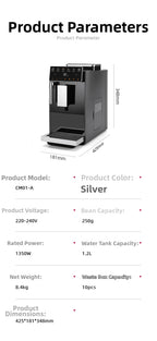 Automatic Espresso Machine with Smart Color Screen, Built-in Grinder & Steam Wand, 20Bar Pressure Coffee Maker for Home, Cappucc