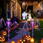 Halloween Solar Bat & Skeleton Garden Stake Lights – 2 Pack
