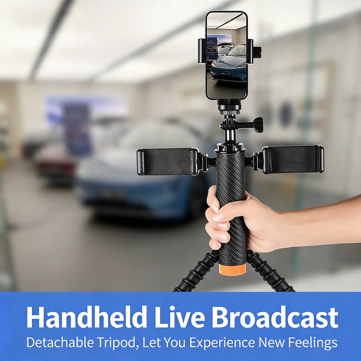 3-in-1 Multi-Phone Live Streaming Stand for TikTok  YouTube - Handheld Tripod
