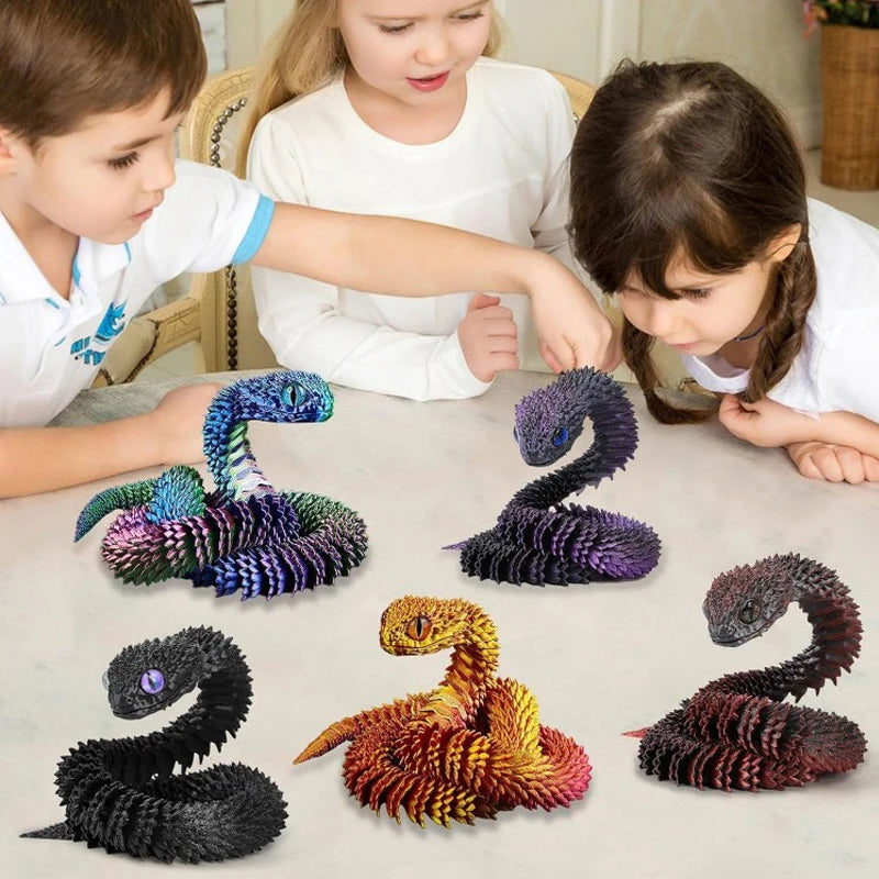 2026 New 3D Printed Snake Realistic Snake Statue Movable Joint Fidget Toys Simulation Snake Year Desk Ornament Animal Model Gift