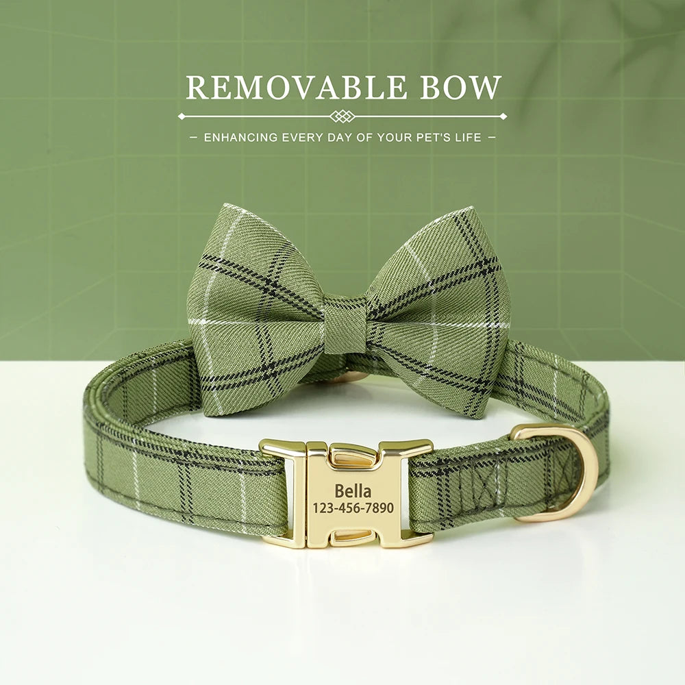 Personalised Bow Tie Pet Collar with Engraving