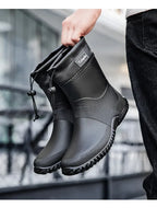 Men Rain Boots Fashion Mid-calf Rubber Boot Outdoor Waterproof Garden Work Shoe Non Slip Fishing Rubber Galoshes Men Rubberboots