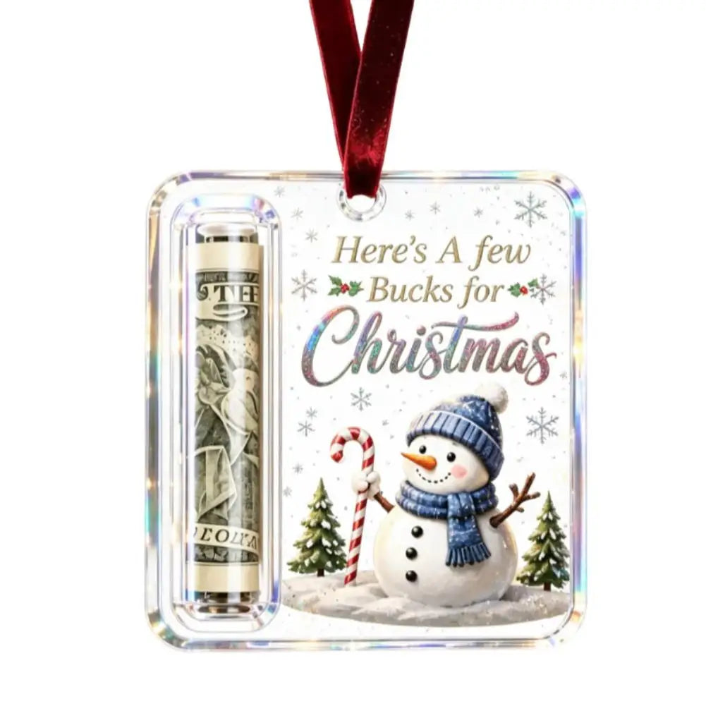 Christmas Money Holders Acrylic Hanging Money Holder Ornaments Christmas Tree Snowman Elk Hanging Pendant New Year Party Decor