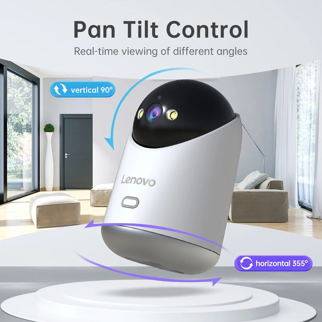 Lenovo 5MP Indoor Smart Security Camera 2.4G 5G WiFi Wireless PTZ IP Cam Two‑Way Talk Night Vision Motion Alert Pet Baby Monitor