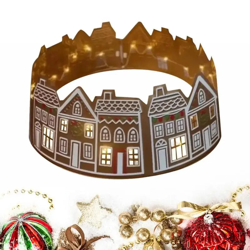 66/72cm Christmas Tree Collar Christmas Tree Top Decor Gingerbread House Skirt Collar Reusable Tree Ring Stand Winter Holiday