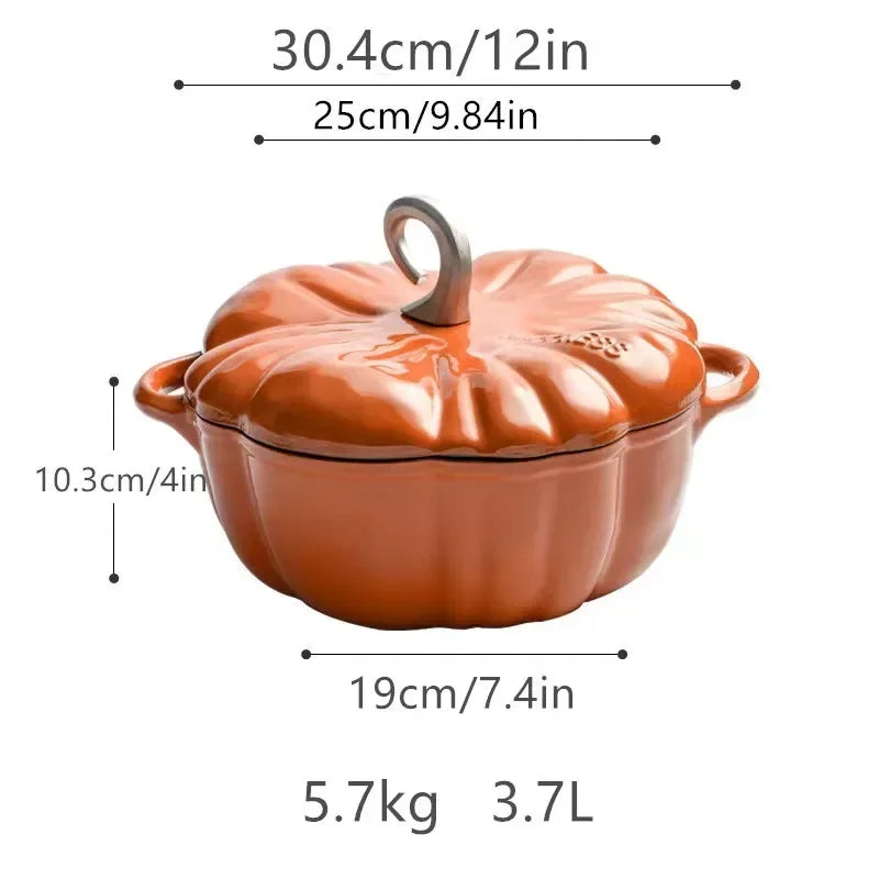 Pumpkin-Shaped Enamelled Cast Iron Casserole Pot