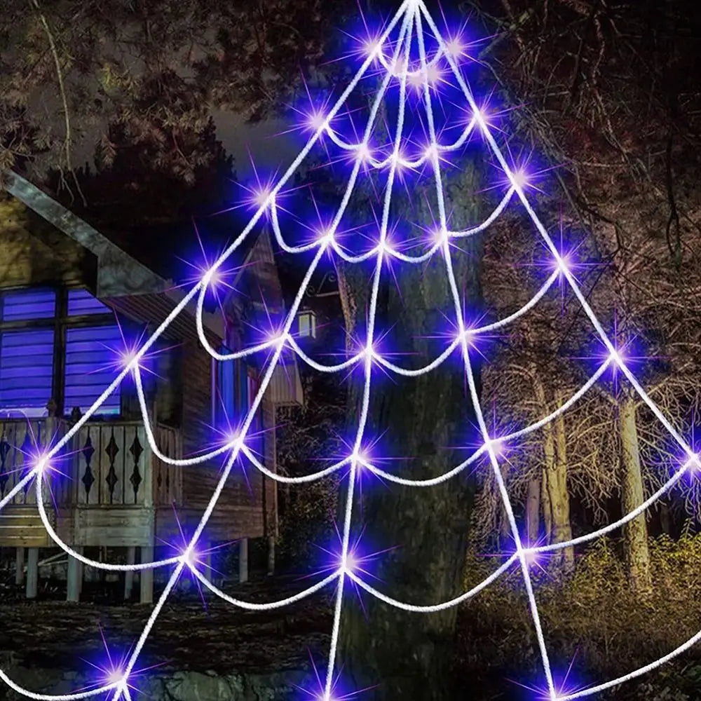 8 Modes Halloween Spider Web Lights Glow Waterproof Halloween Spider 5m web
