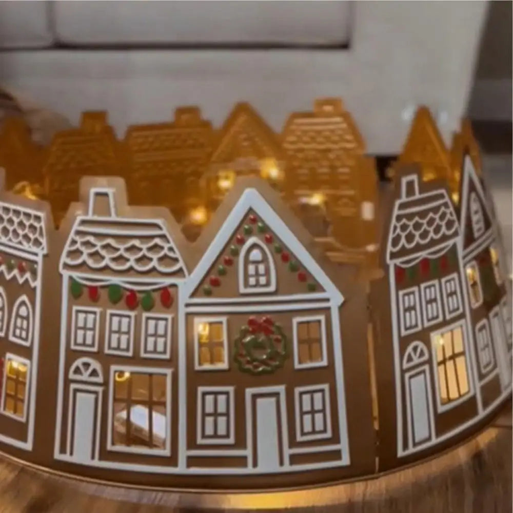 66/72cm Christmas Tree Collar Christmas Tree Top Decor Gingerbread House Skirt Collar Reusable Tree Ring Stand Winter Holiday