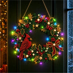 DIY Diamond Art Christmas Wreath 25cm With LED String Light Double‑Sided Printed One Side Diamond Sticking Xmas Hanging Wreath