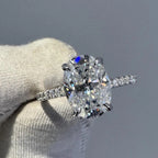 1-3CT Moissanite D Color VVS Diamond Women's Oval Radiant Ring S925 Silver Ring Plated White Gold Jewelry Rings for Women