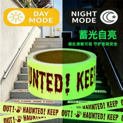 Halloween Warning Glow/Yellow Colour In The Dark Tape 3m Non-Adhesives