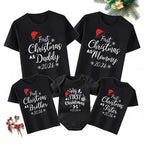 First Christmas As Daddy Mommy Brother Sister 2026 Family Matching Outfits Santa Hat Print Family Look Xmas T‑Shirt Baby Romper