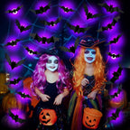 Halloween Bat/Spider Decor Night Light 3D Purple/Green Lights Wall Sticker for Self-adhesive Decor Halloween Party Decoration
