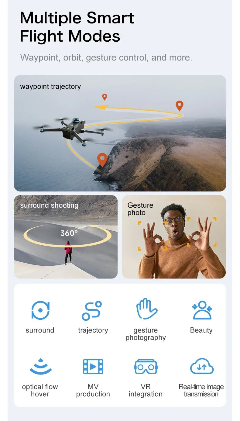 original GT60 Drone 4.3-inch Large Screen Foldable drone 8K HD Dual Camera Gps Brushless Optical Avoidance Airdrop RC Quadcopter