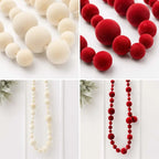 2Meters Xmas Hanging Pendant Red White Felt Ball Garland Ornaments DIY Christmas Tree Window Bead Chain Decoration Supplies