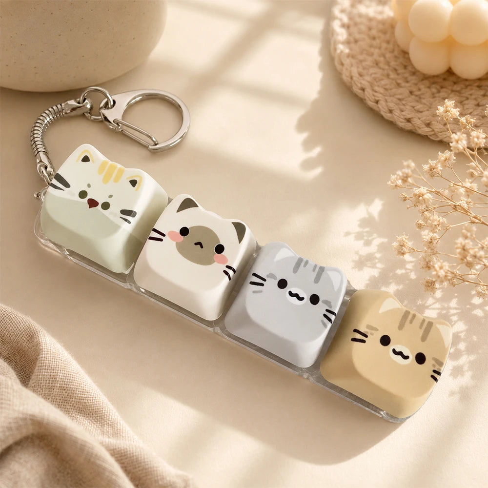 Cat Keyboard Fidget Keychain — 4 Keys