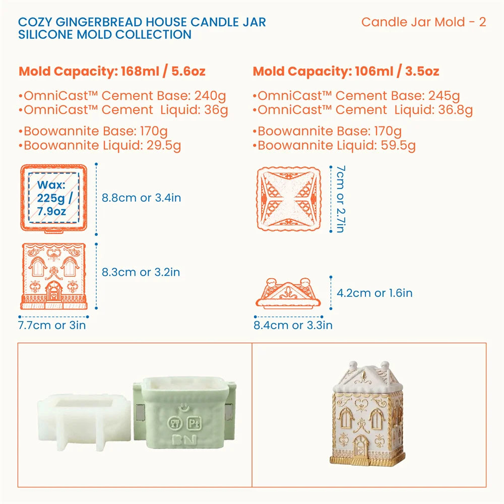 Gingerbread House Candle Jar Silicone Mould