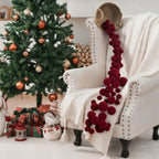 4.9ft Christmas Velvet Balls Wreath Ornaments Bamboo Baskets Hanging Decorations Fireplace Mantel Holiday Party Christmas Tree