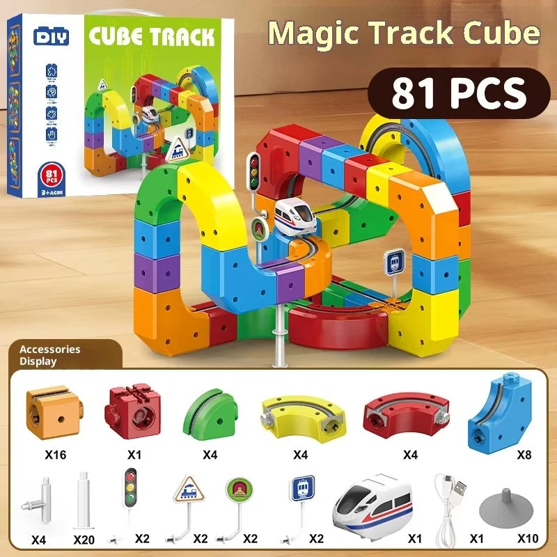 Electric Magnetic Track Set With Anti-Gravity Vehicles - 100+ Pieces For Kids Gift Toy