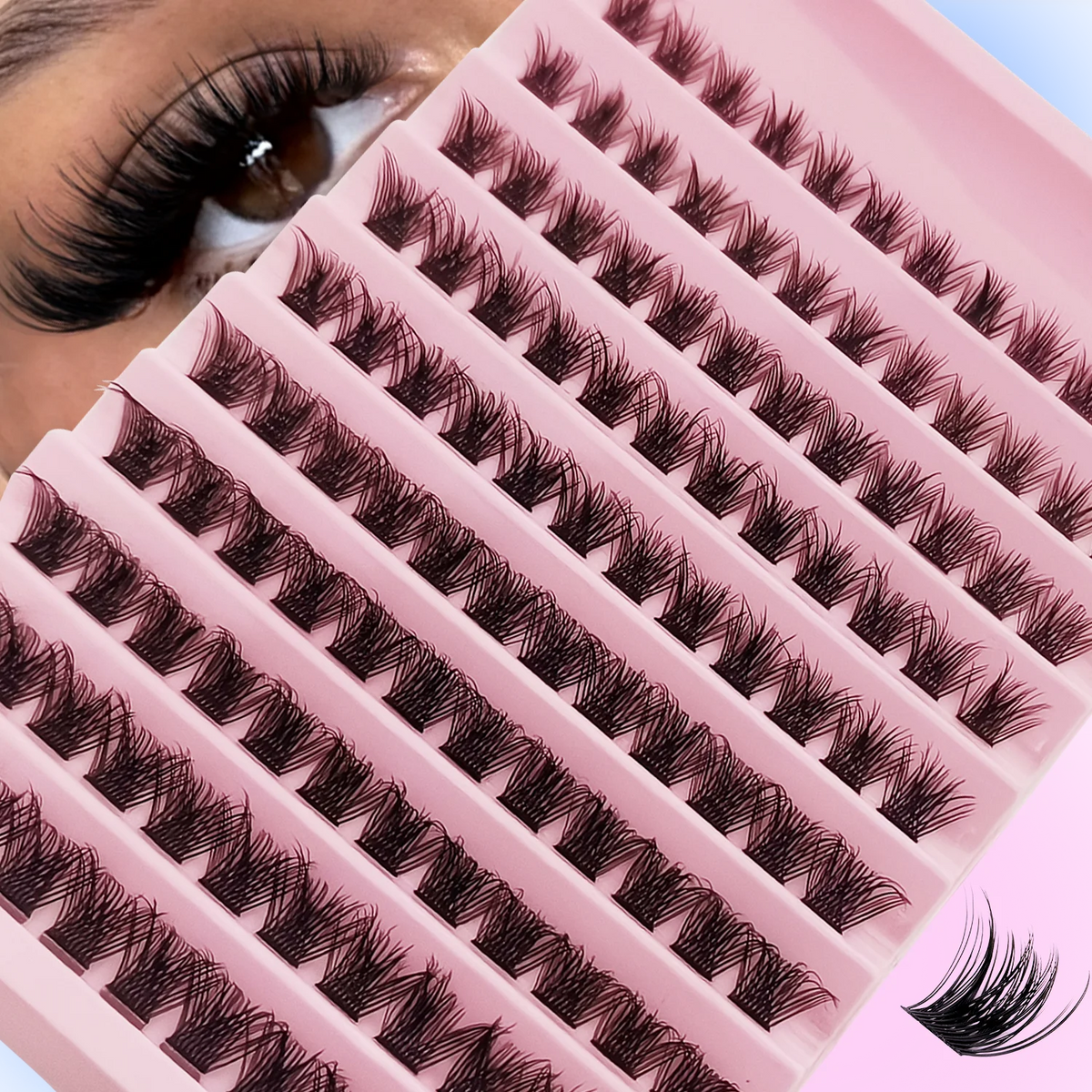 D-Curl Eyelash Clusters — 120 Pieces, 8–16mm
