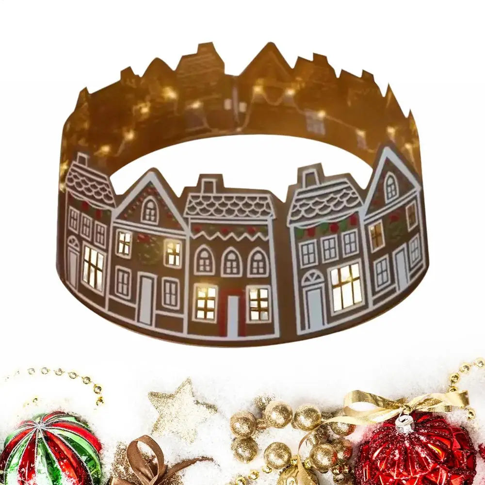66/72cm Christmas Tree Collar Christmas Tree Top Decor Gingerbread House Skirt Collar Reusable Tree Ring Stand Winter Holiday