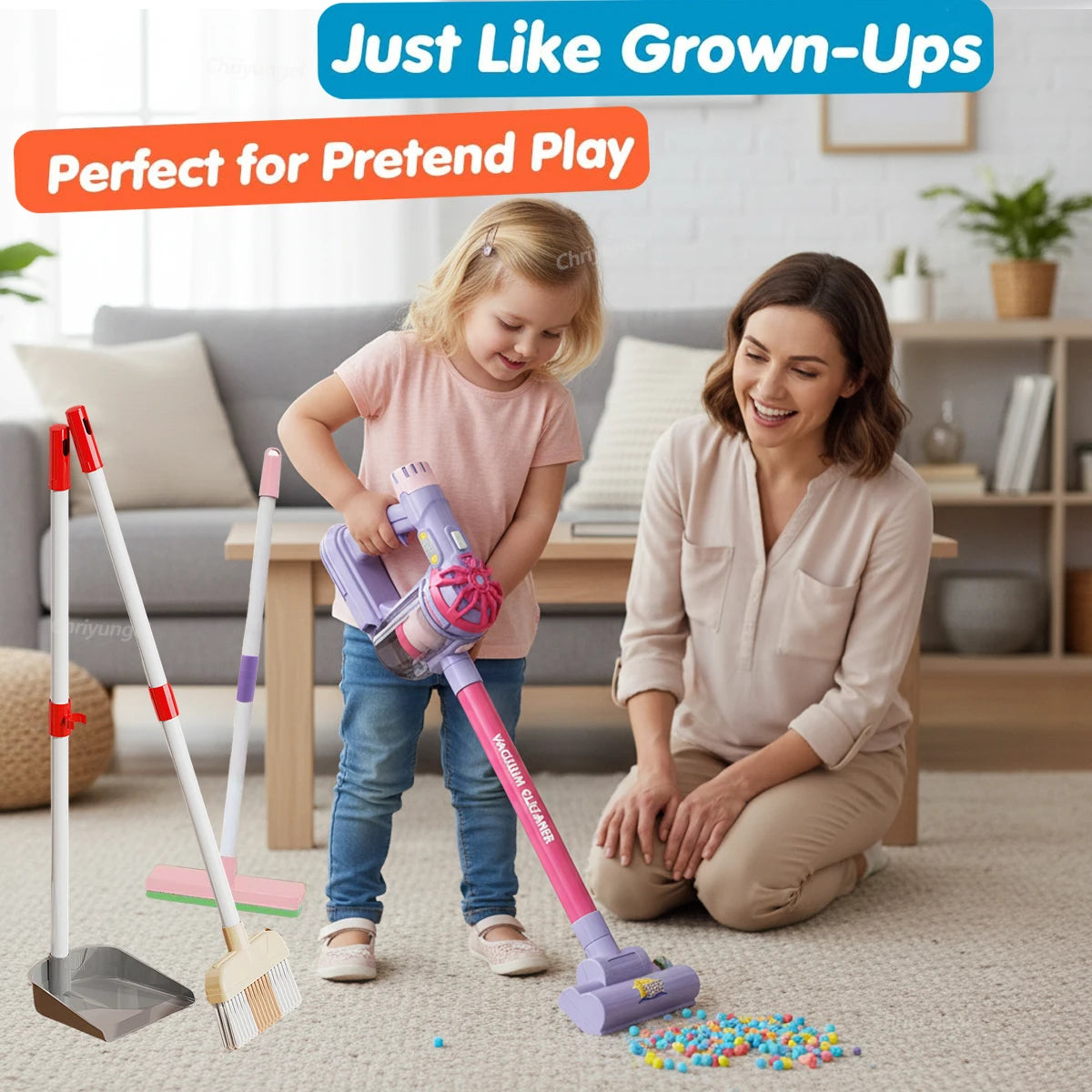 Kids Simulation Electric Vacuum Cleaner Toy Set Housekeeping Role Play Educational Toys for Toddlers Perfect Gift for Girls Boys