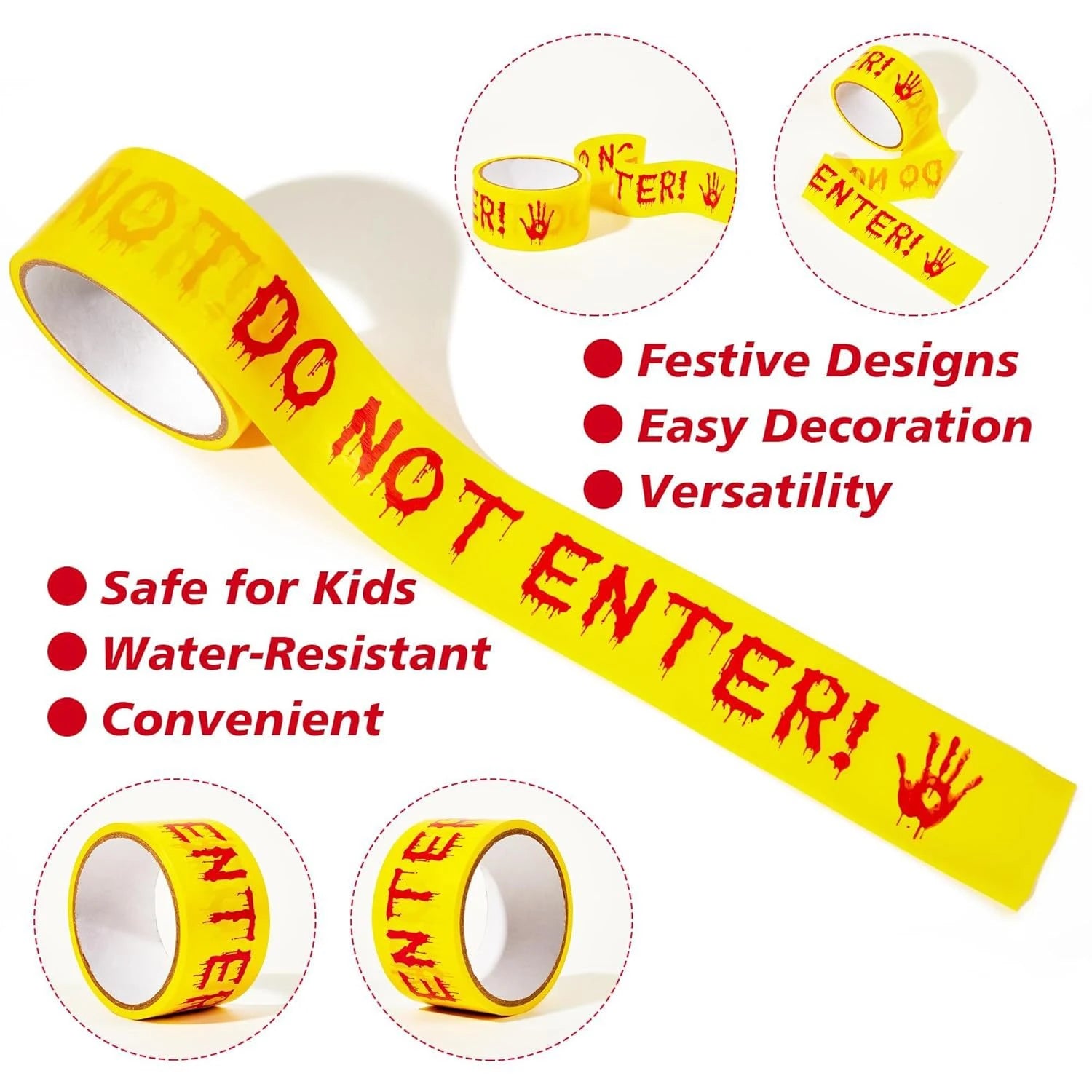 Halloween Warning Glow/Yellow Colour In The Dark Tape 3m Non-Adhesives