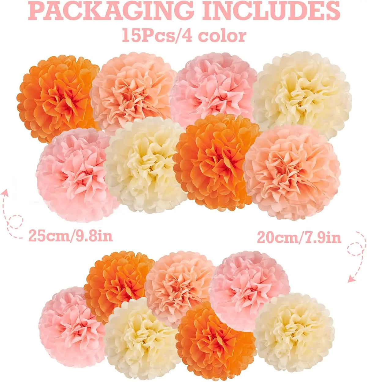 Boho Pom Pom Autumn Garland – Orange & Beige