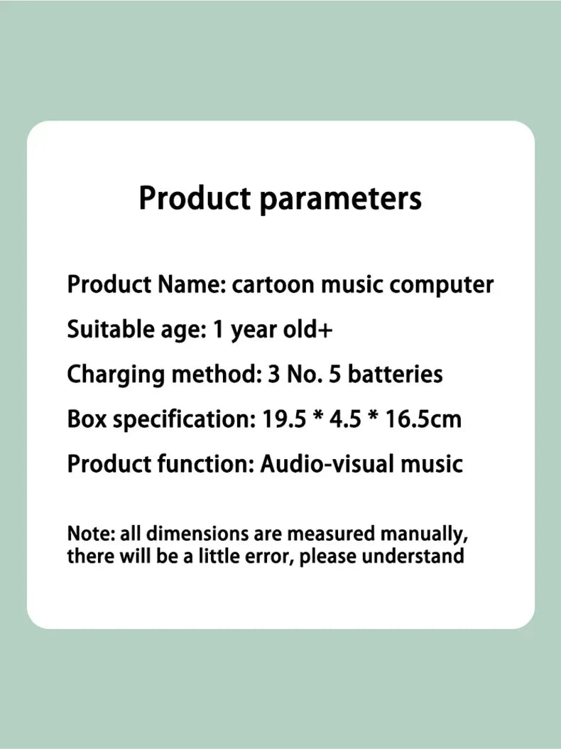 Mini Notebook Musical Toy Laptop Portable Integrated Toddler Puzzle Learning Machine Fake Computer Enlightening Birthday Gifts