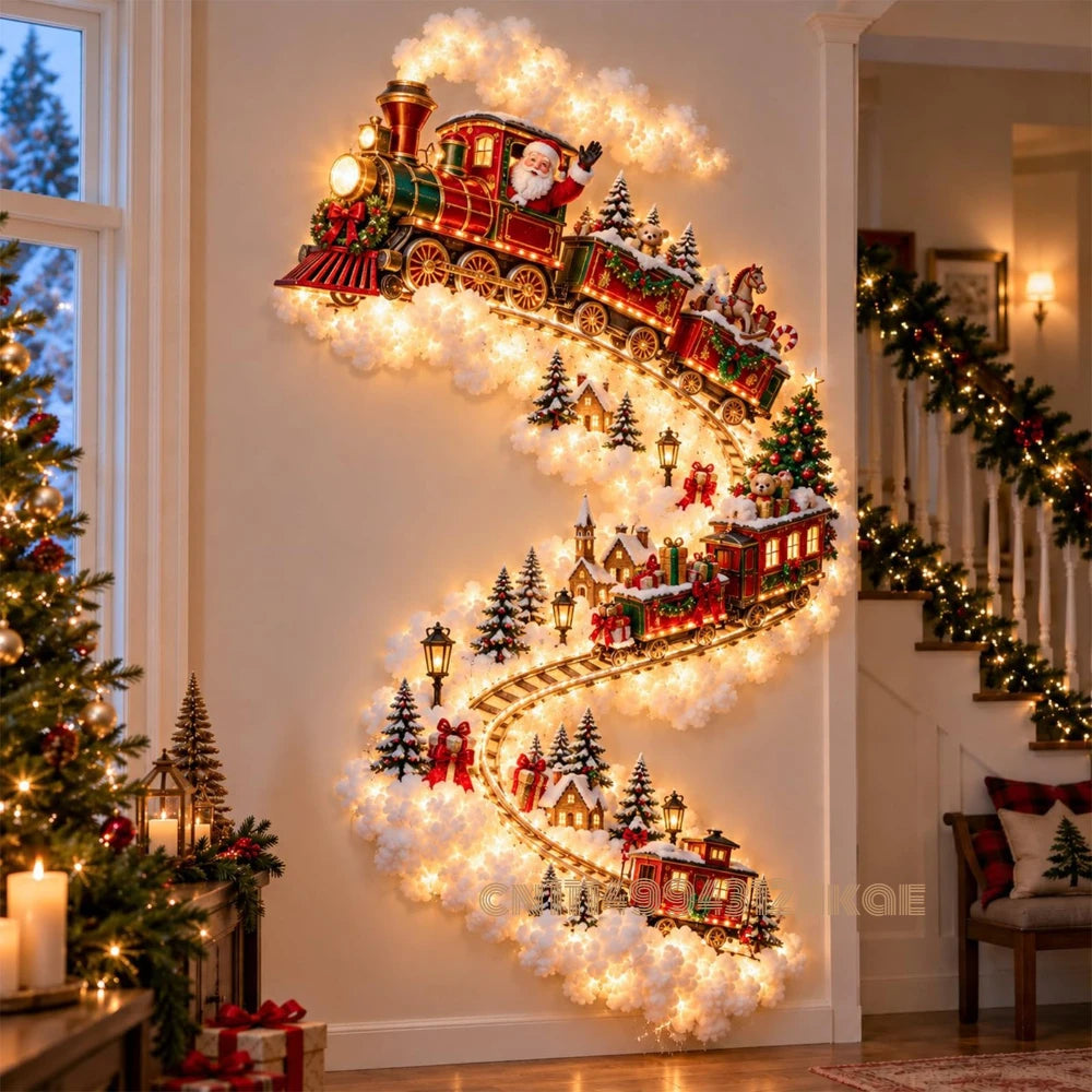 Christmas Magic Trail Wall Light, LED Cascading Holiday Decor,Warm White Glow, Space-Saving Wall Decor, Easy Wall Placement
