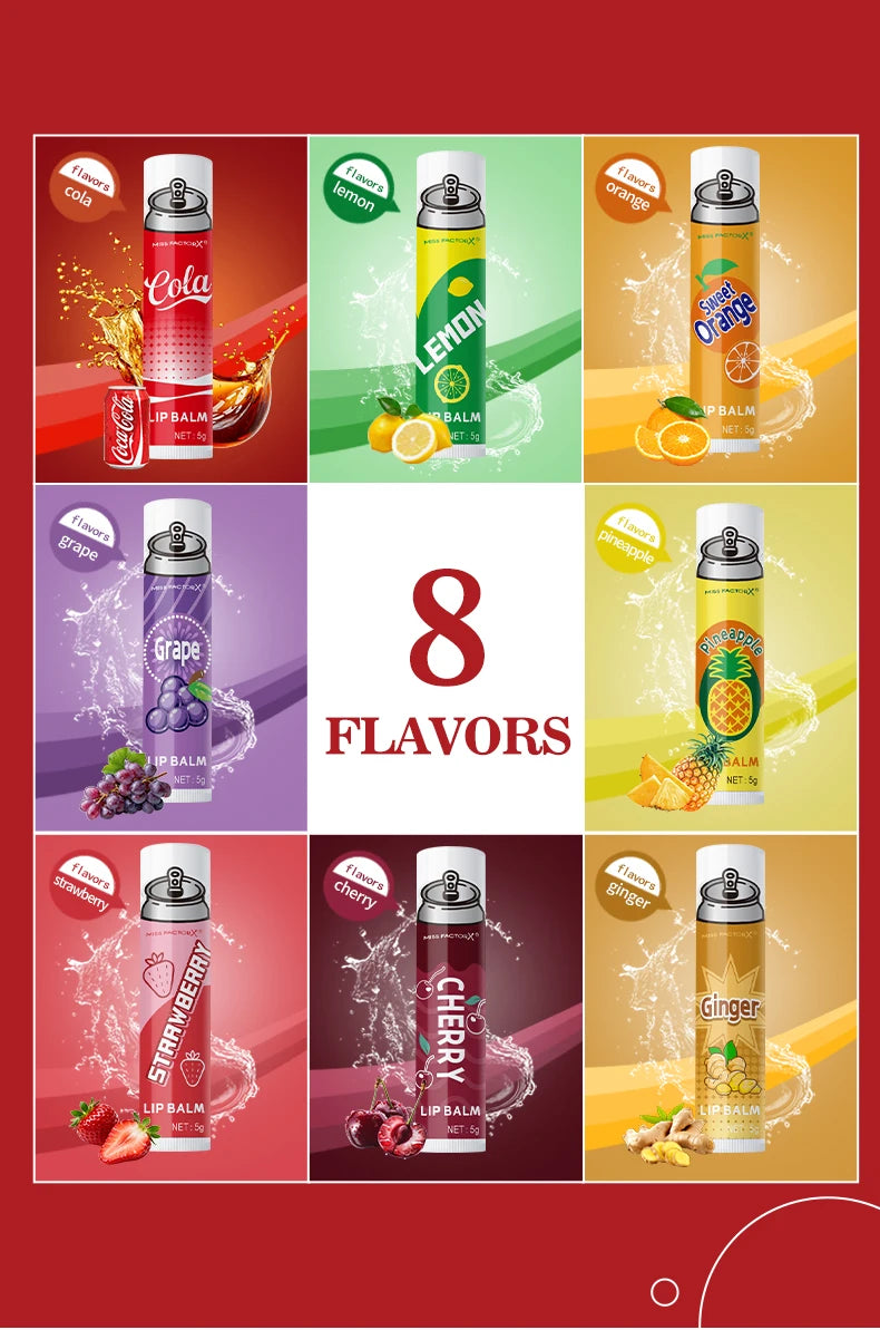 8PCS Soda-Inspired Lip Balm Set, Long-Lasting Moisture & Anti-Chapping Gift Giving