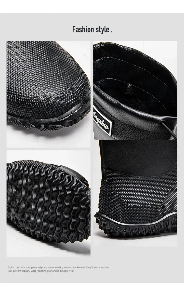 Men Rain Boots Fashion Mid-calf Rubber Boot Outdoor Waterproof Garden Work Shoe Non Slip Fishing Rubber Galoshes Men Rubberboots