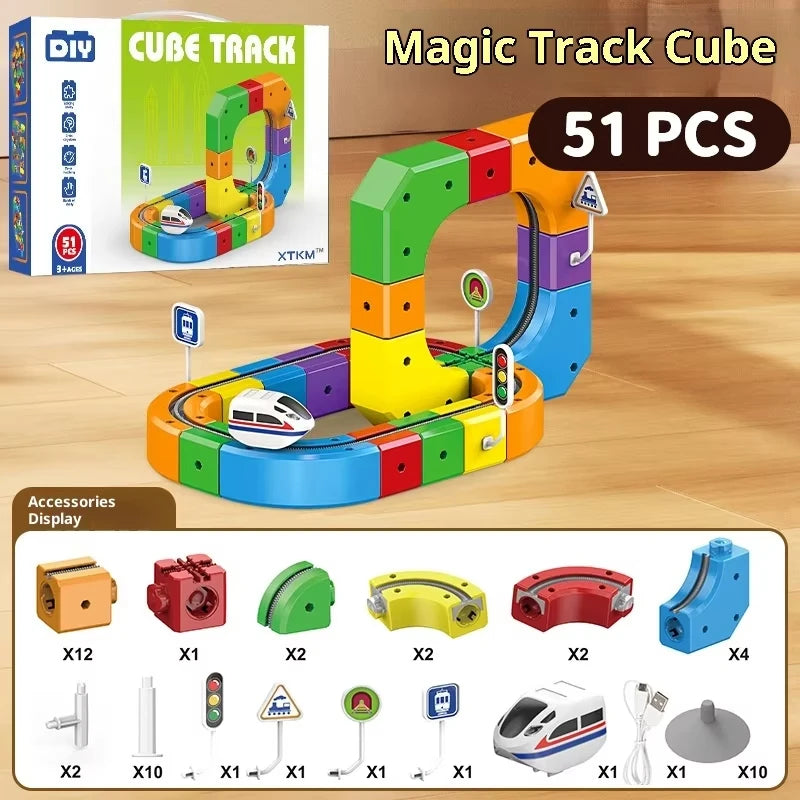 Electric Magnetic Track Set With Anti-Gravity Vehicles - 100+ Pieces For Kids Gift Toy