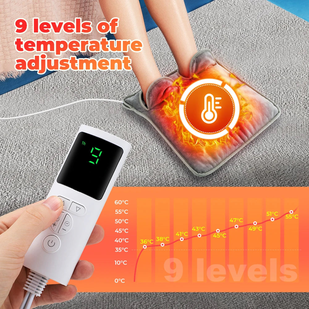 Washable Electric Heating Foot Pad Feet Warmer Household Soft Plush Thermal Heating Blanket Foot Warming Mat Home Office Bedroom