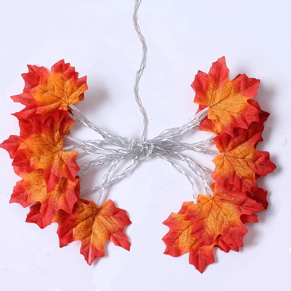 2/3/6M Halloween LED Lights String,Artificial Maple Leaf Lantern Garland,Halloween Christmas Thanksgiving Day Home Decorations