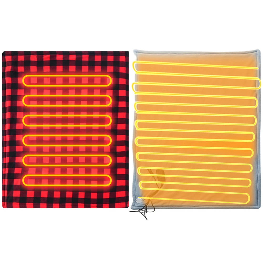 Electric Blanket Body Warmer Electric Heating Pad 12V Soft Heating Mat 9 Adjustable Temperature Electric Heat Blanket for Winter