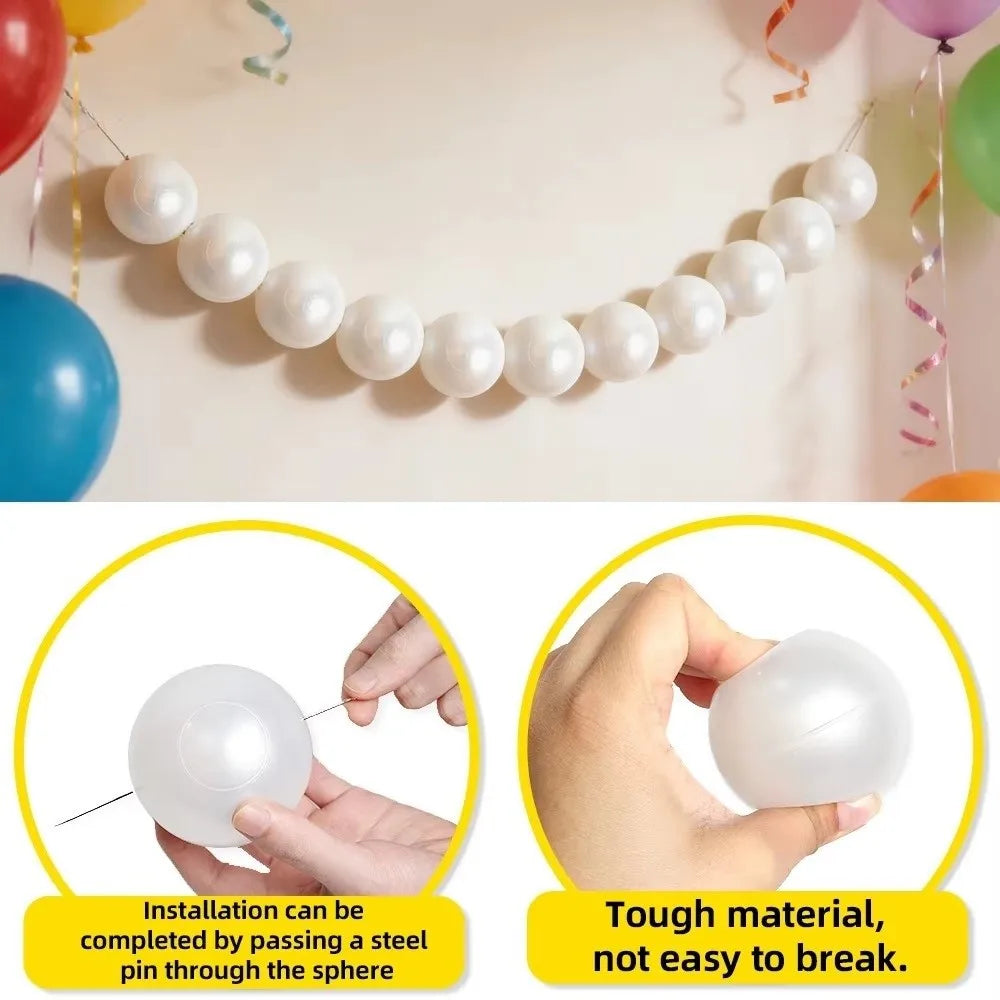 10pcs DIY Beaded Faux Large Pearl Garland White Ball Pendant & Figurine Wedding Backdrop Wall Decor