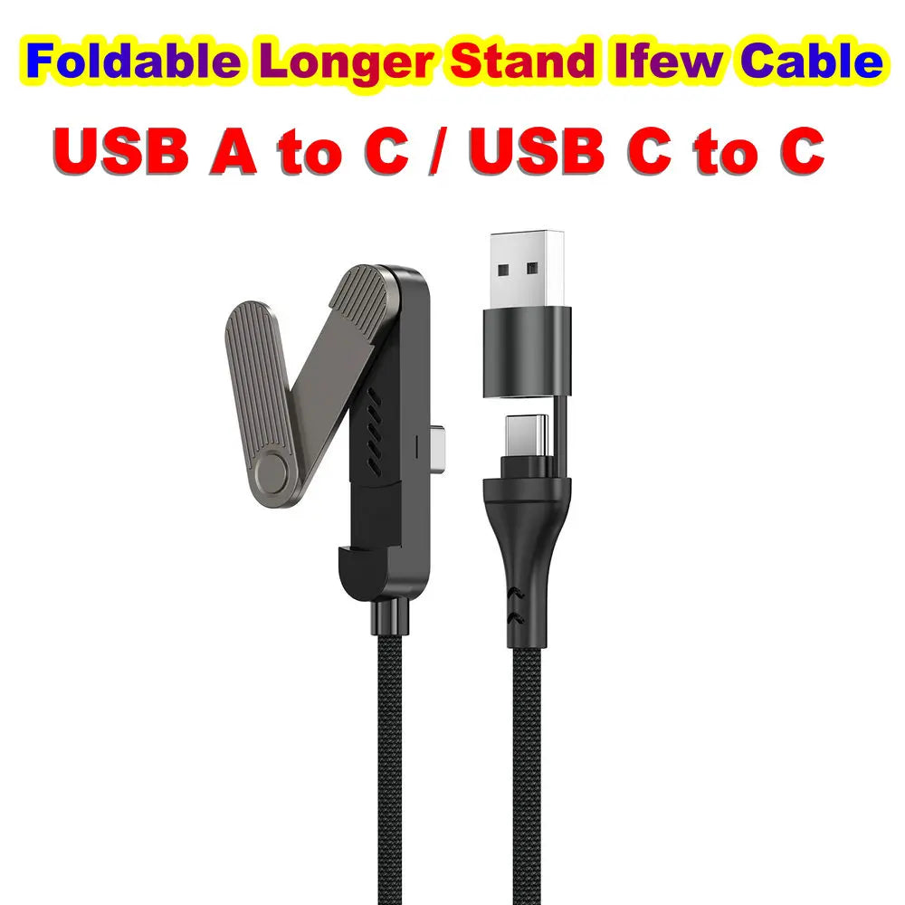 Foldable Charge Cable Usb C Charging Mobile Cable C Flat Charger for iPhone Kickcable Phone Kick Stand Ultra Fast Type C Wire 2M