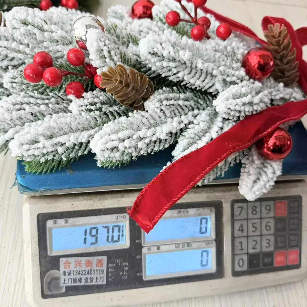50cm LED Artificial Garland Stair Wreath Red Bow Knot Prelit Christmas Wreath Garland Pine/Bow for Front Door Wall Window Stair