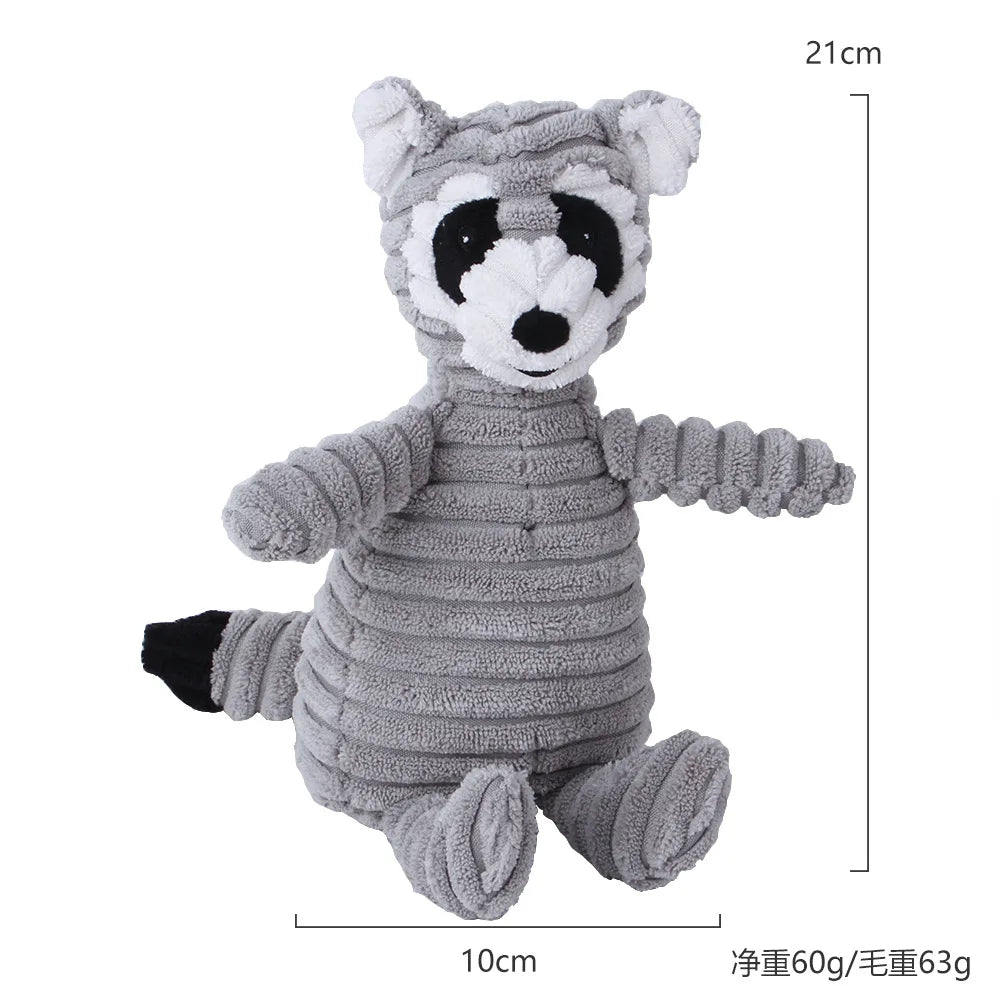 Corduroy Plush Squeaky Dog Toy – Animal Designs