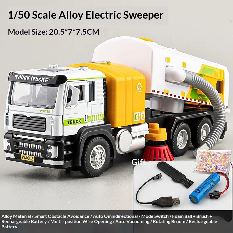 Simulated street cleaning sweeper electric vacuum sweeper road children's alloy car boy toy wind-up sprinkler truck