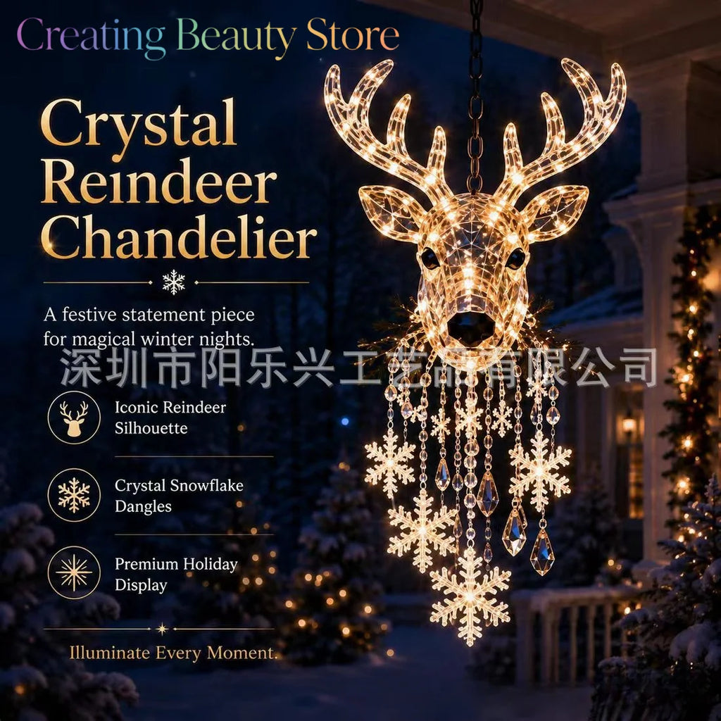 Glow Hanging Ornament Christmas Snowman Elk Ice Crystal Light Hanging Decoration
