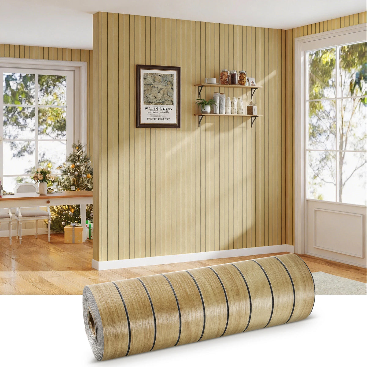 3D Wood Grain Wall Panels Self-Adhesive Foam Thickened Waterproof Wall Stickers
