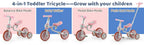 DORTALA 4 in 1 Kids Tricycle Toddler Balance Bike Adjustable