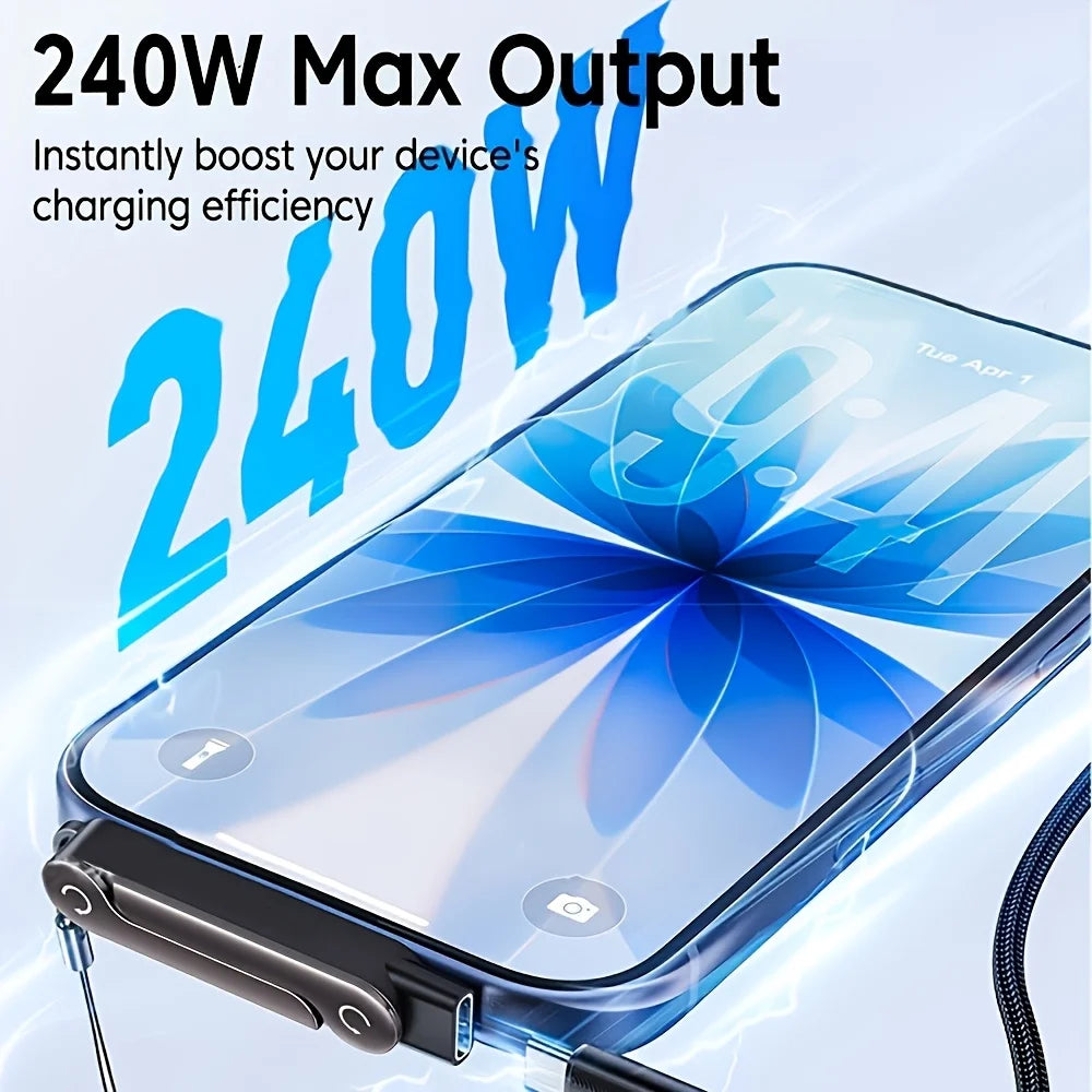 Type C Phone Charging Bracket Adapter 240W Fast Charging OTG USB-C Male to USB-C Female Converter With foldable Holder