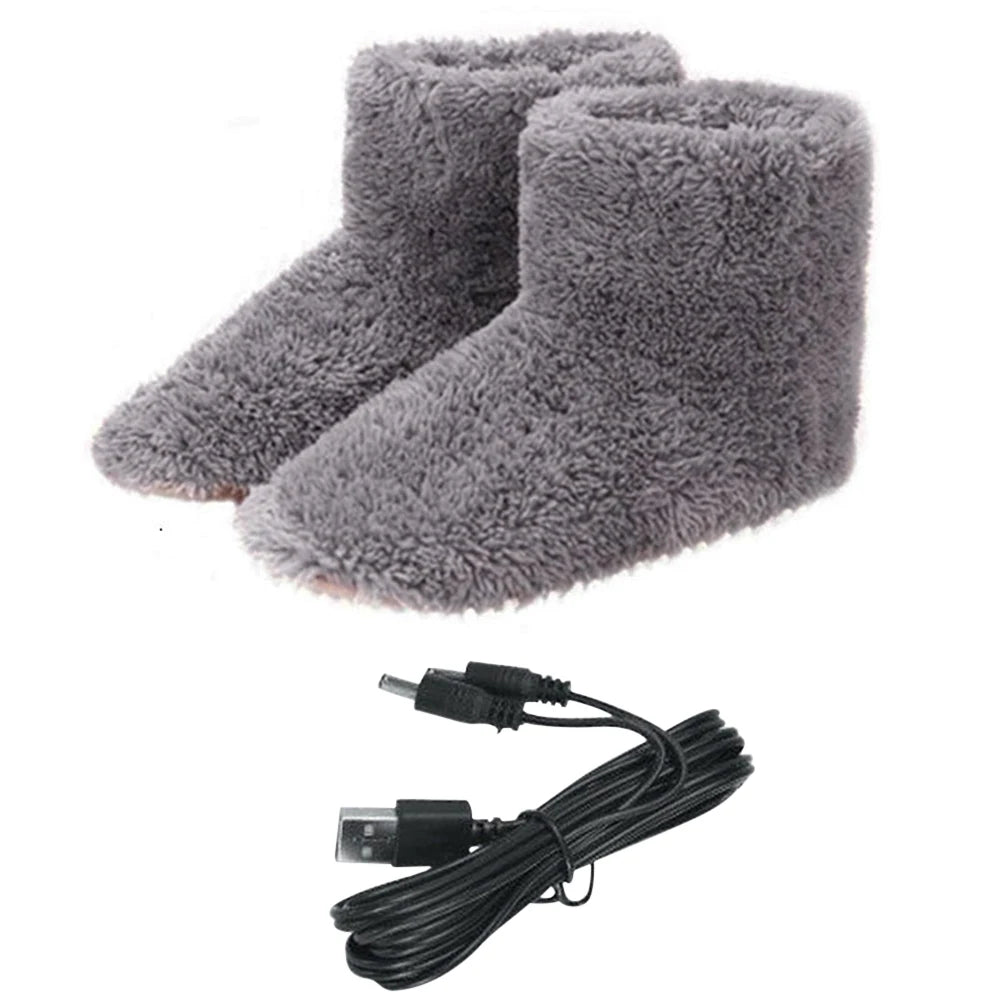 USB-Heated Plush Slippers & Boots