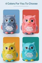 Classic Wind Up Interactive Owl Shaped Press Mechanical Sliding Toys for Boys Girls Birthday Xmas Gift
